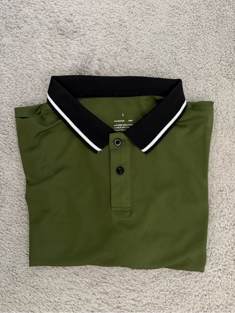 Men's Olive Green Polo with Black Contrast Collar